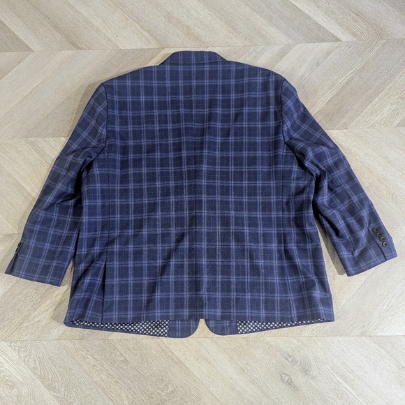 Oak Hill Men's Sport Coat Blazer Size 2XL Blue Tartan Pattern with Extra Buttons - Picture 10 of 13